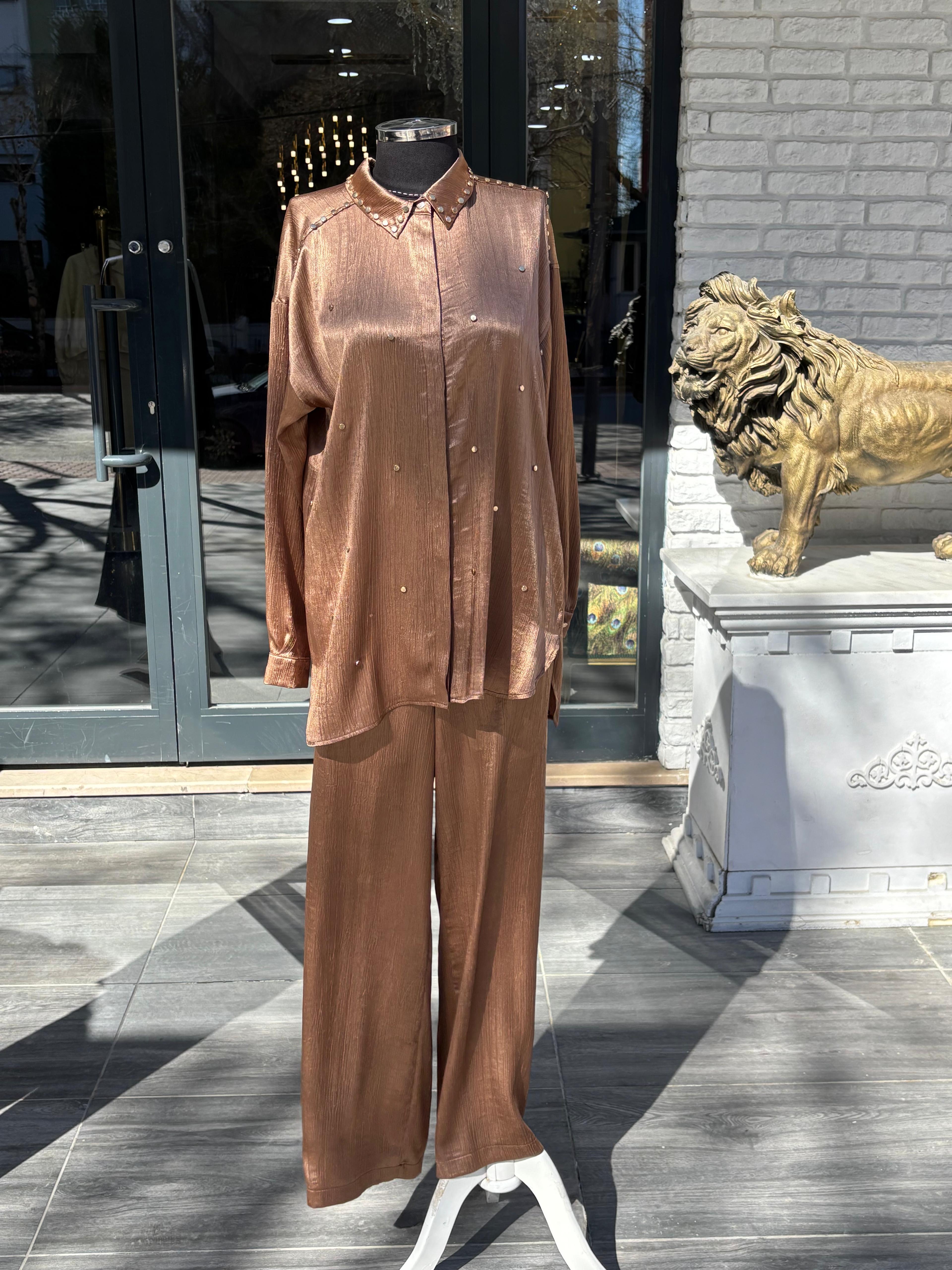 SERA TAKIM KAHVERENGİ SATEN