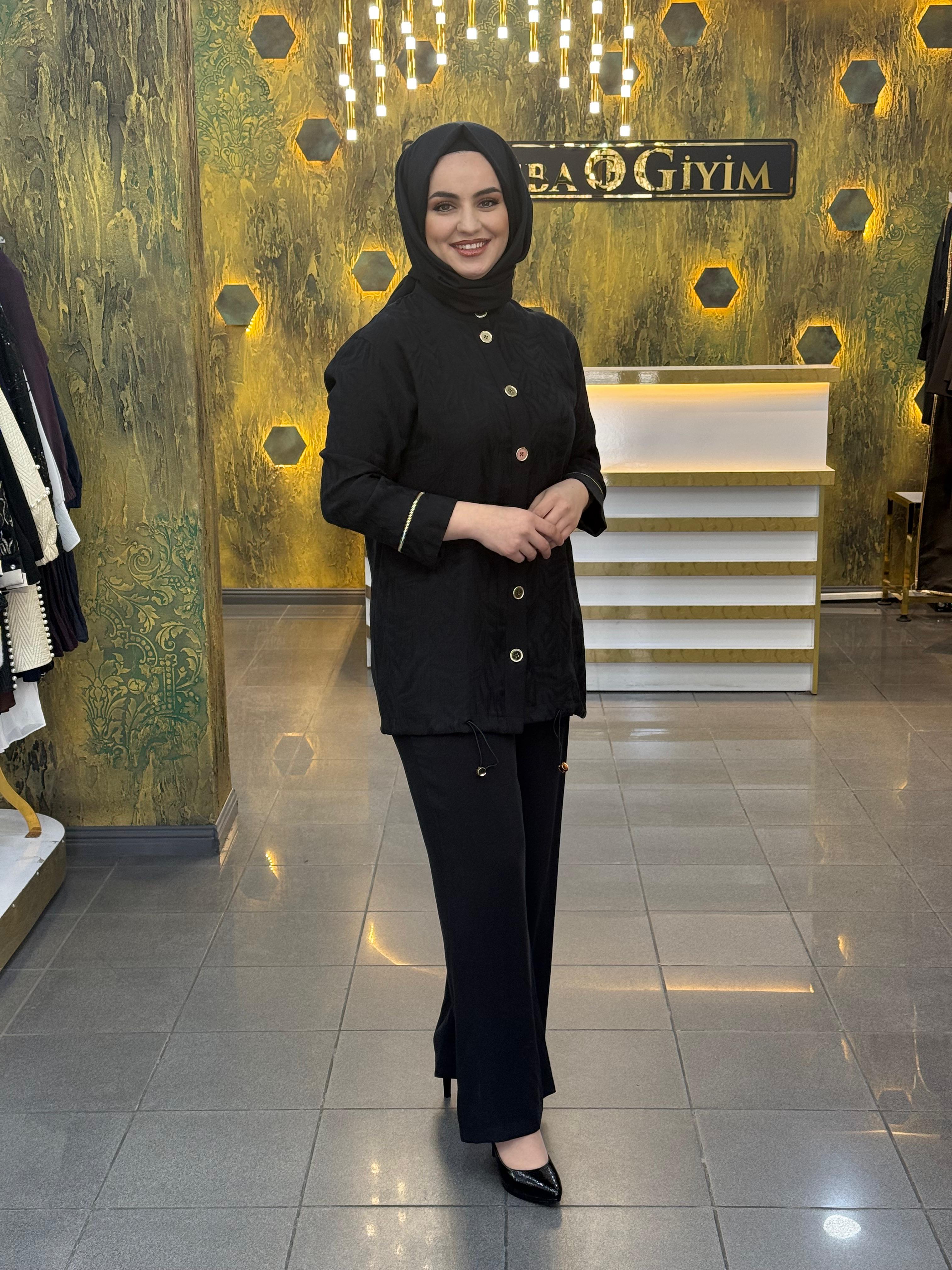 Önü Düğmeli İkili Takım Modal Kumaş – Şık ve Rahat Kadın Takım