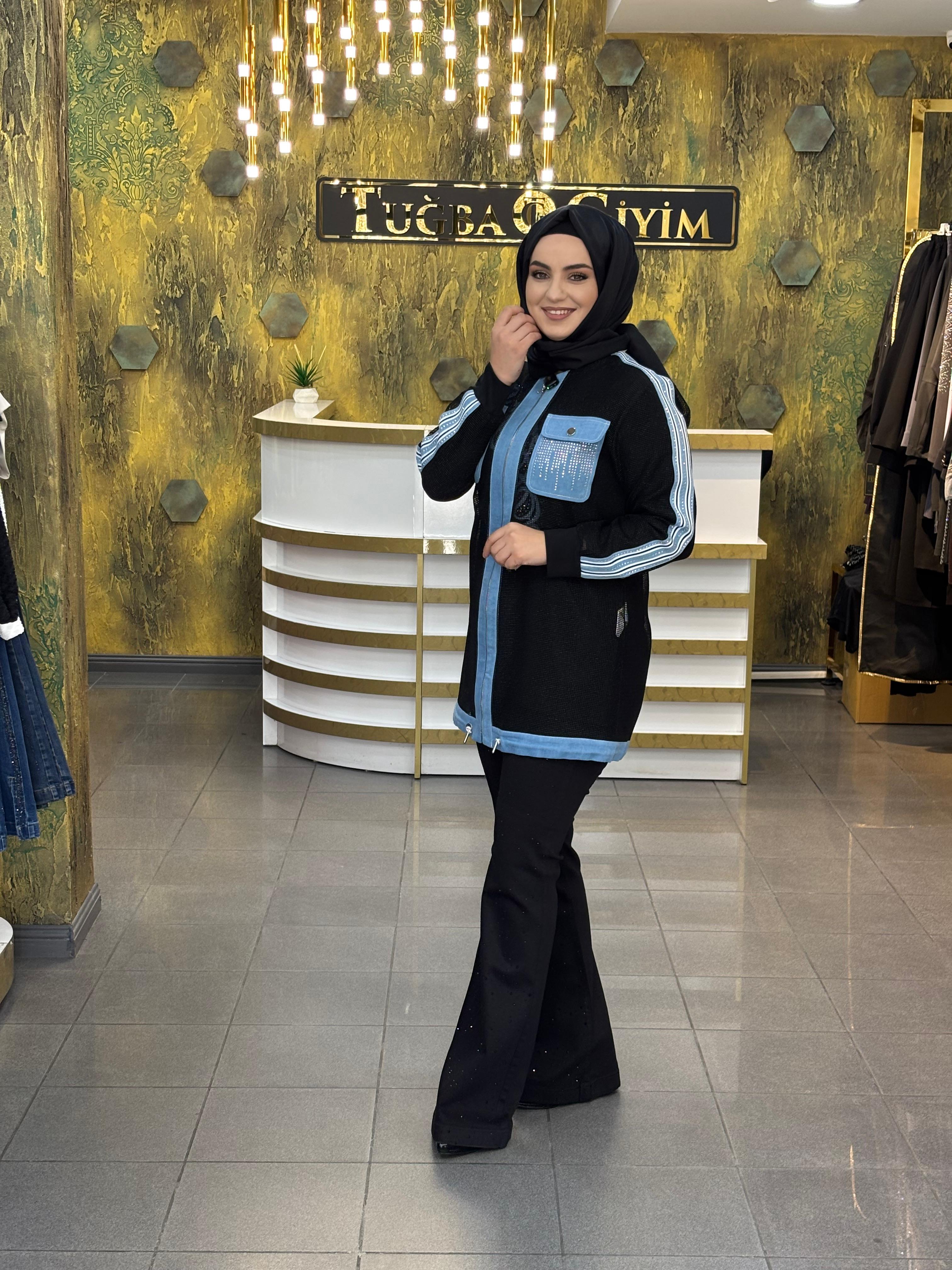 File Detaylı İkili Takım – İspanyol Paça Pantolonlu Şık Kadın Takım