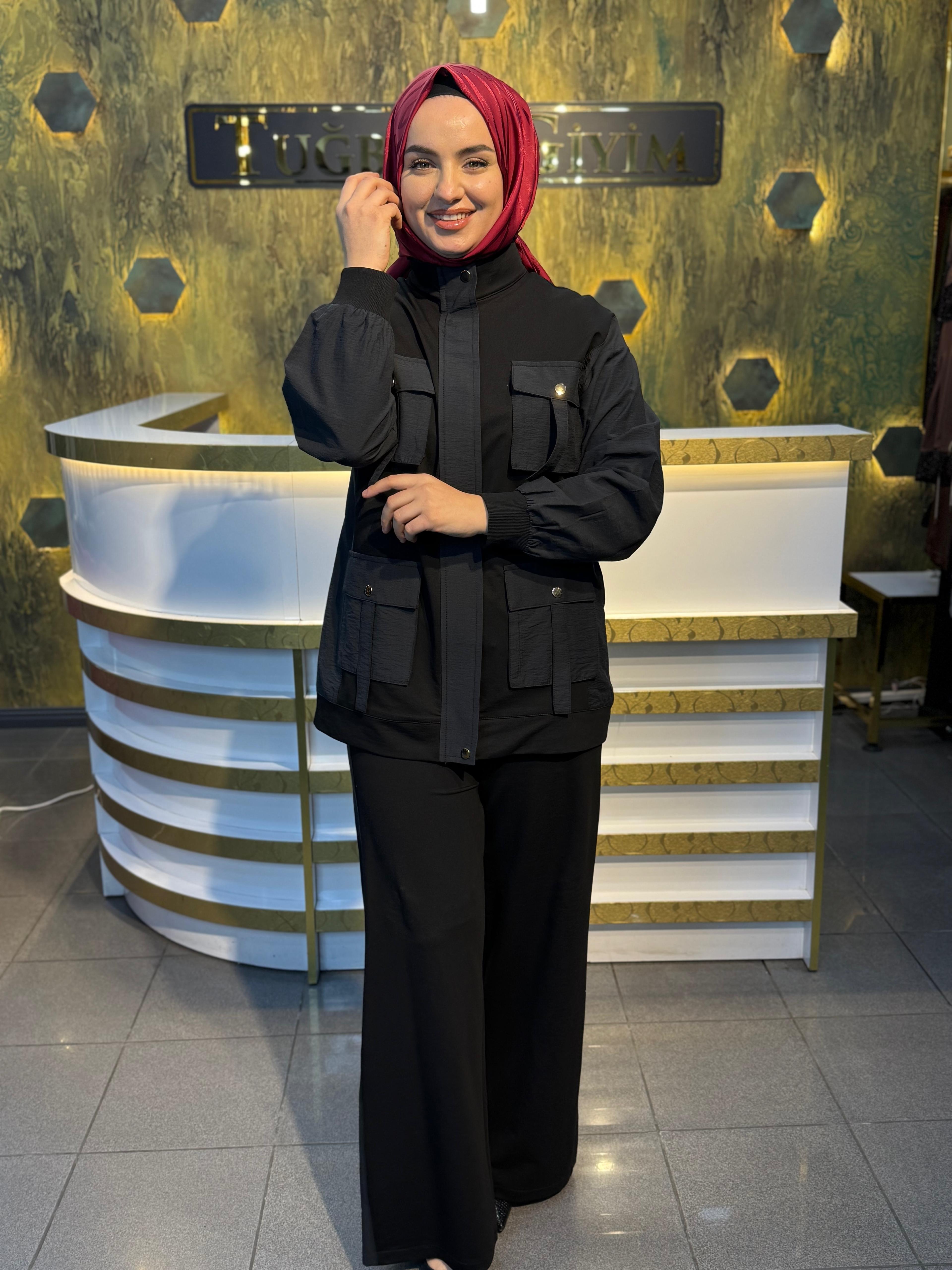 Vatkalı Keten İkili Takım – Beli Lastikli Bol Paça Rahat Kadın Takım