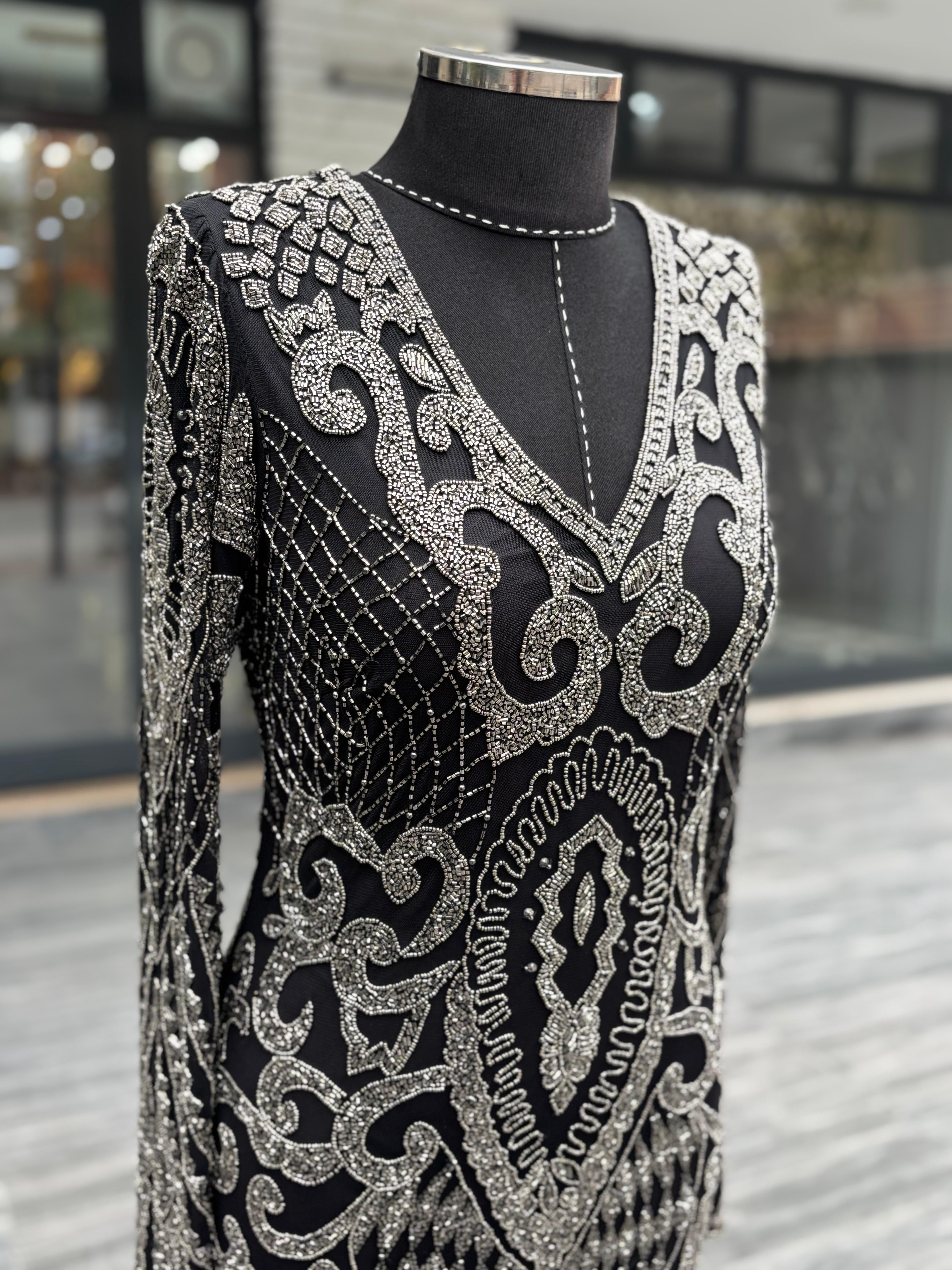 İthal El İşlemeli Taşlı Abiye Elbise | Şık Uzun Gece Elbisesi